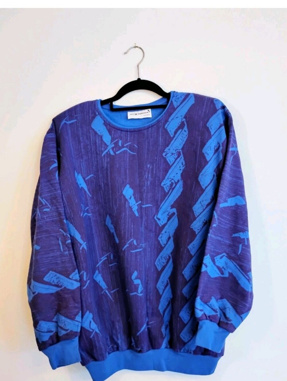 Women's Bold Purple & Blue Graphic Crewneck Sweater